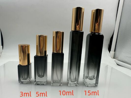3ml 5ml 10ml 15ml Half transparent black perfume glass Square  bottle and Black to clear gradient perfume bottle with gradient design 