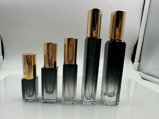 3ml 5ml 10ml 15ml Half transparent black perfume glass Square  bottle and Black to clear gradient perfume bottle with gradient design 