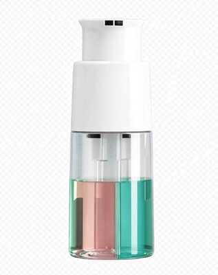 150 ml dual-chamber cosmetic bottle (75 ml + 75 ml) – 75 ml x 2 with single-spout dispensing  for a  cosmetic product