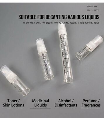 2ml 3ml 5ml 10ml glass Perfume bottle with mist spray inside Silicone Gasket and calibration ml silk print